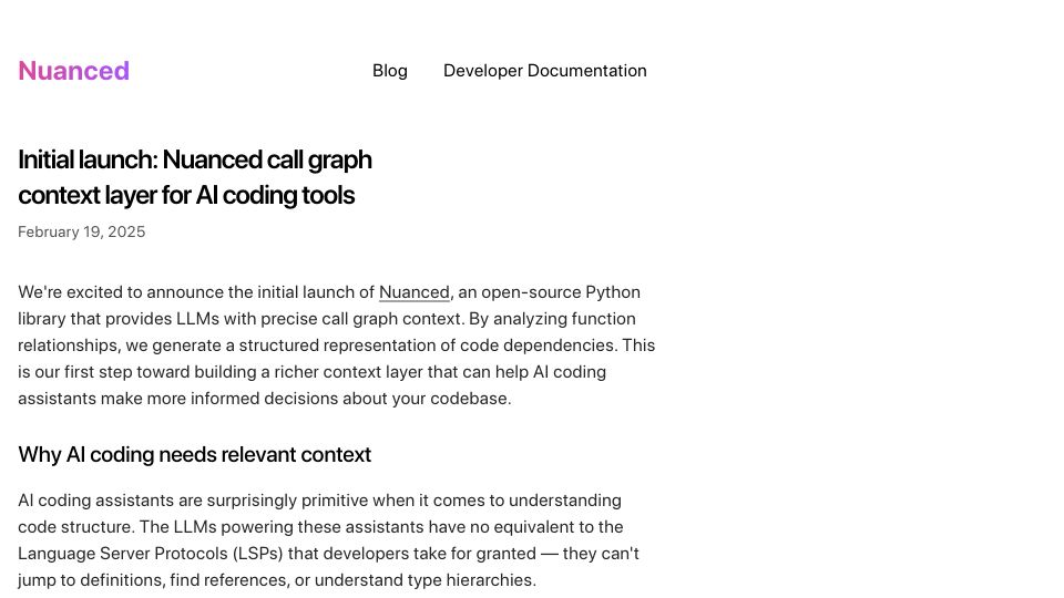 Screenshot of nuanced.dev: Show HN: Nuanced – Help AI understand code structure, not just text