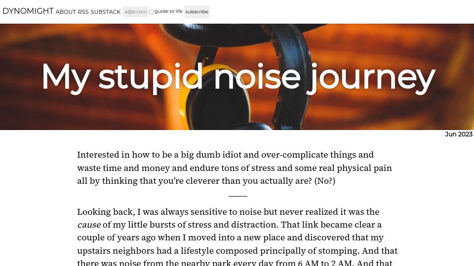 Screenshot of dynomight.net: My stupid noise journey (2023)