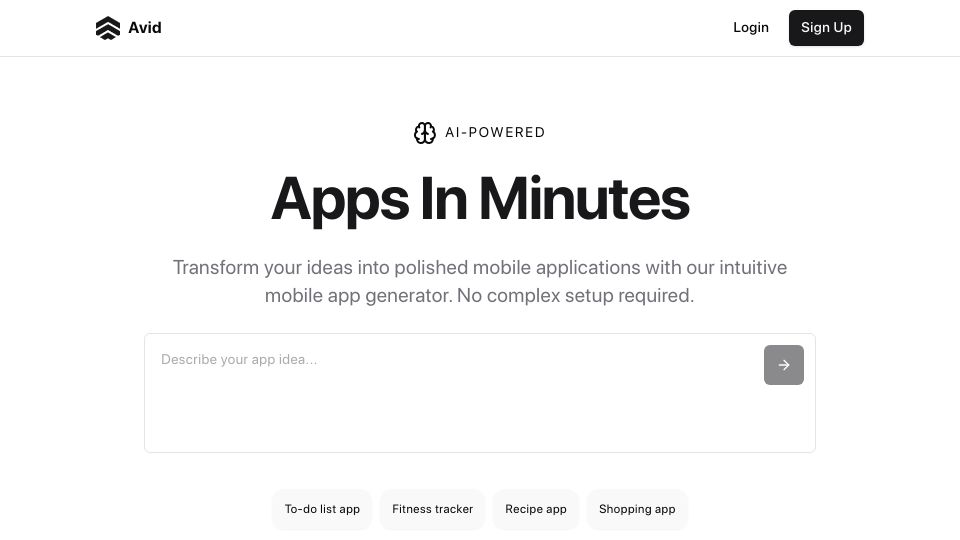Screenshot of getavid.dev: Show HN: We built Lovable for Mobile Apps (uses Flutter)