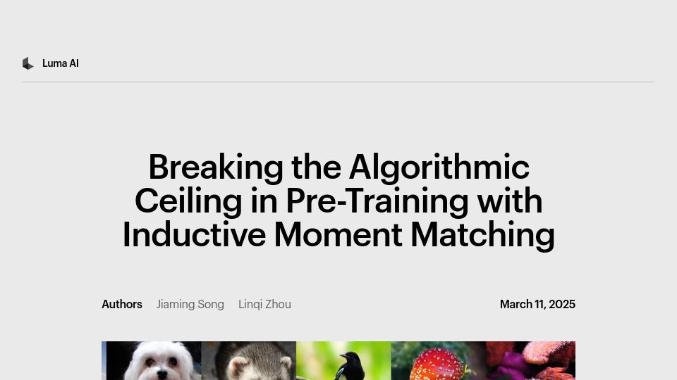 Screenshot of lumalabs.ai: Beyond Diffusion: Inductive Moment Matching