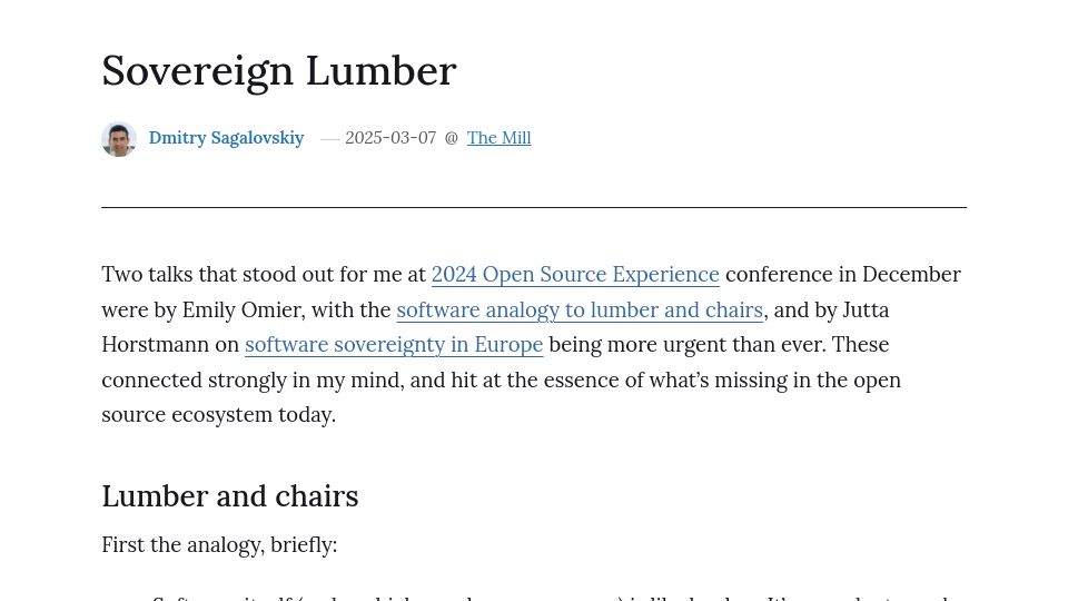Screenshot of mill.plainopen.com: Sovereign Lumber
