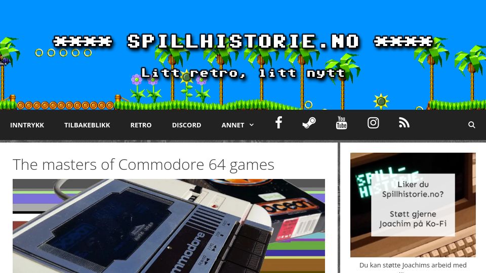 Screenshot of spillhistorie.no: The masters of Commodore 64 games