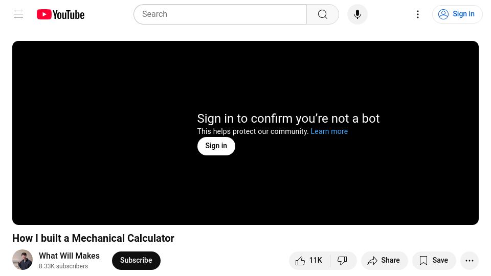 Screenshot of youtube.com: I Built a Mechanical Calculator [video]