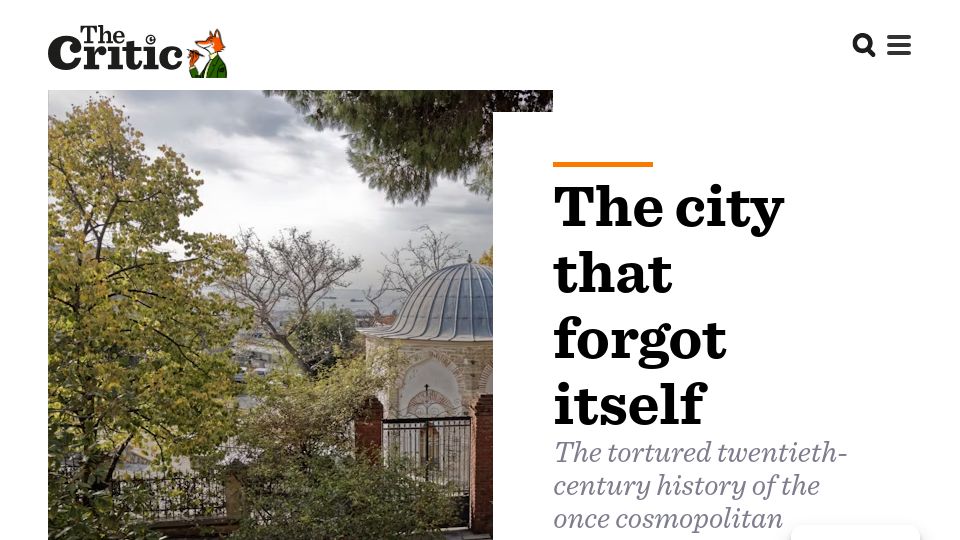 Screenshot of thecritic.co.uk: The city that forgot itself