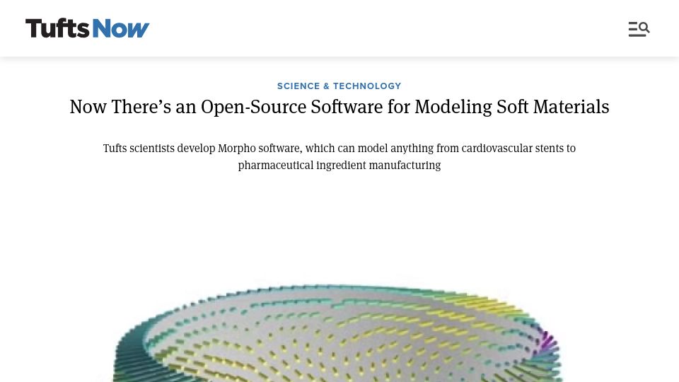 Screenshot of now.tufts.edu: Open source software for modeling soft materials