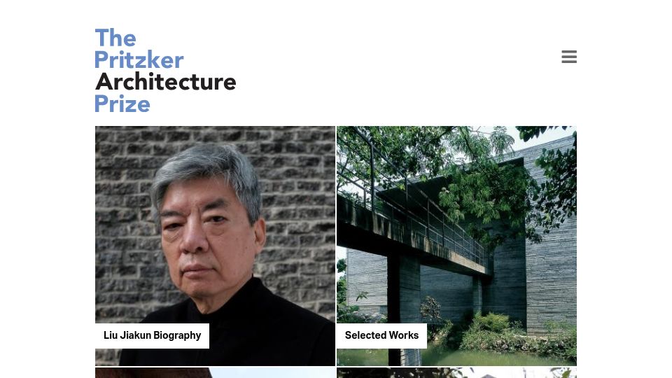 Screenshot of pritzkerprize.com: Liu Jiakun Receives the 2025 Pritzker Architecture Prize