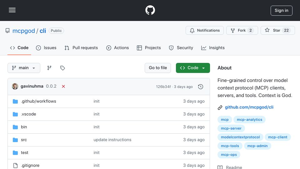 Screenshot of github.com: Show HN: MCPGod: Fine-grained control over MCP clients, servers, and tools