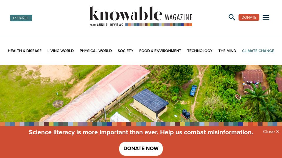 Screenshot of knowablemagazine.org: For climate and livelihoods, Africa bets big on solar mini-grids