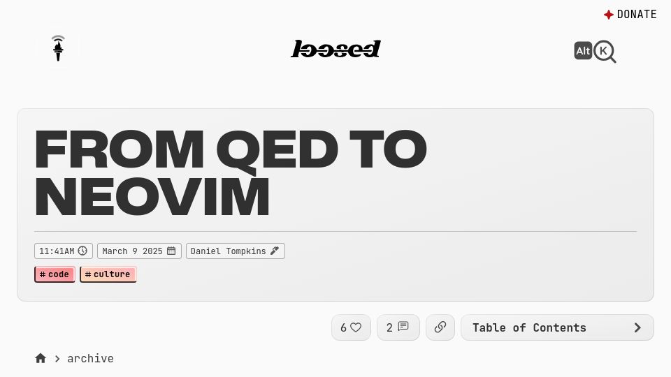 Screenshot of l-o-o-s-e-d.net: From QED to Neovim