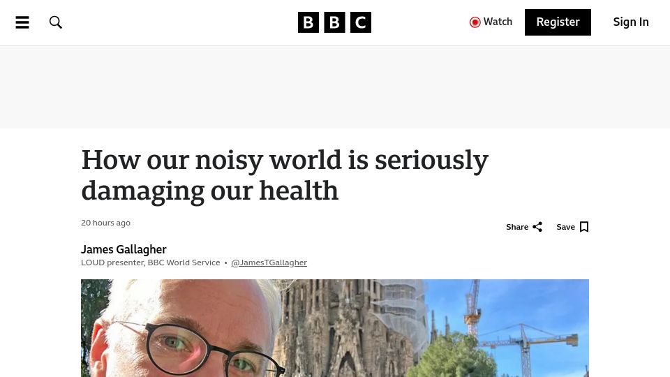 Screenshot of bbc.com: How our noisy world is seriously damaging our health