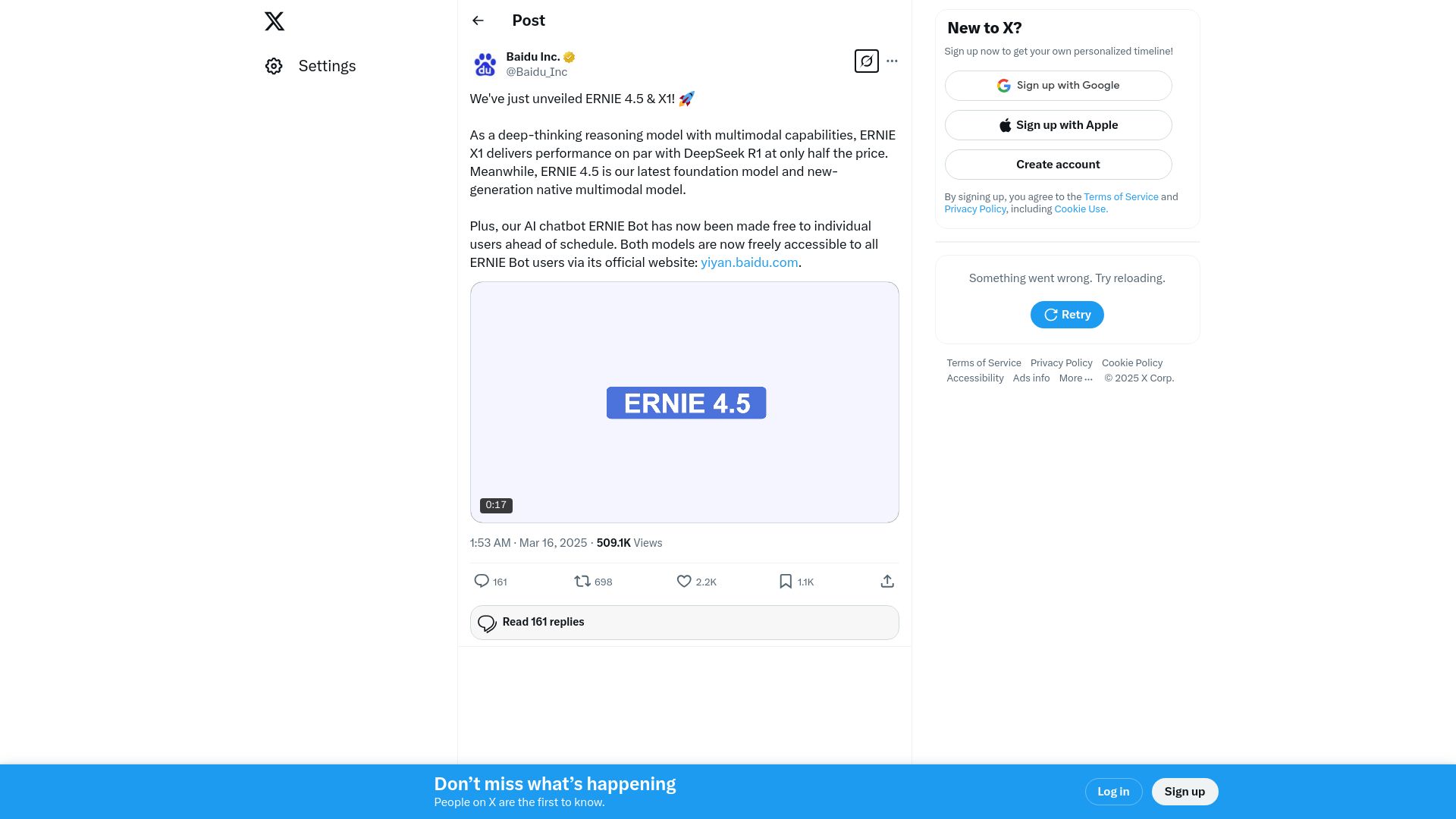 Screenshot of twitter.com: GPT 4.5 level for 1% of the price
