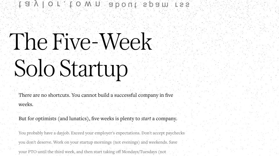 Screenshot of taylor.town: The Five-Week Solo Startup