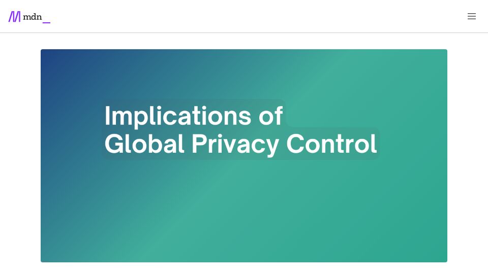Screenshot of developer.mozilla.org: Implications of Global Privacy Control