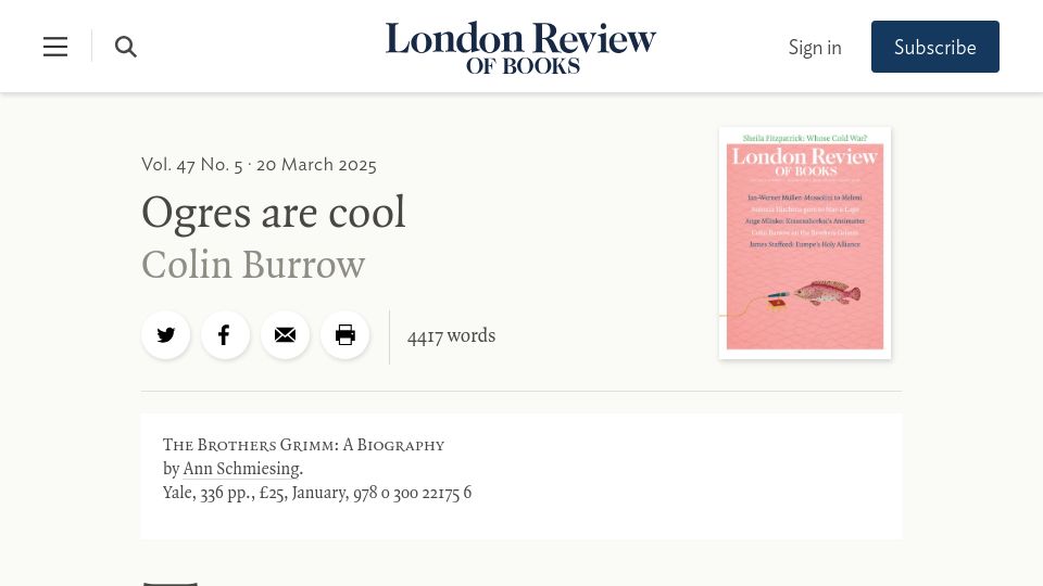 Screenshot of lrb.co.uk: Ogres Are Cool