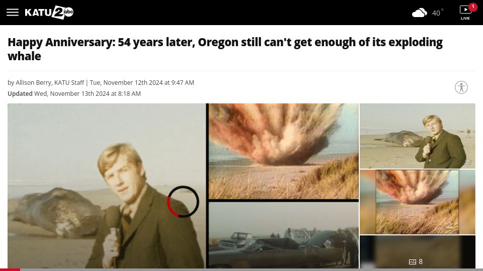 Screenshot of katu.com: When Oregon blew up a whale with 20 cases of dynamite (2024)