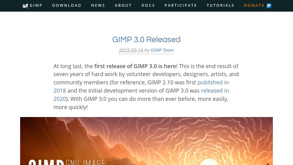 Screenshot of testing.gimp.org: GIMP 3.0