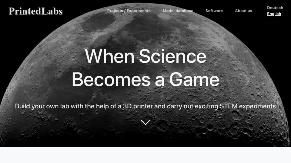 Screenshot of printedlabs.uni-bayreuth.de: PrintedLabs – 3D printable optical experiment equipment
