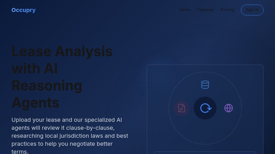 Screenshot of occupry.com: Occupry your next lease to negotiate a better deal