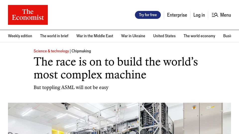 Screenshot of economist.com: The race is on to build the most complex machine
