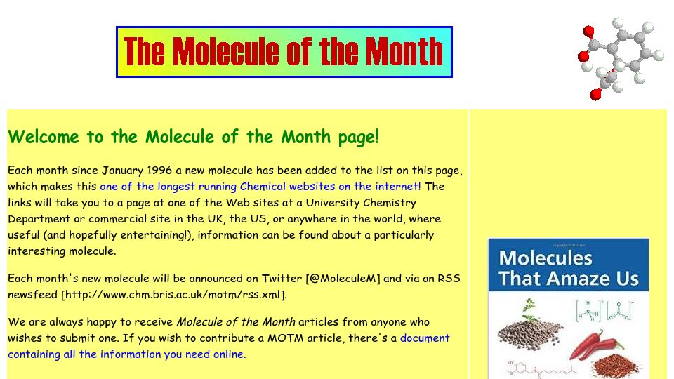 Screenshot of chm.bris.ac.uk: The Molecule of the Month