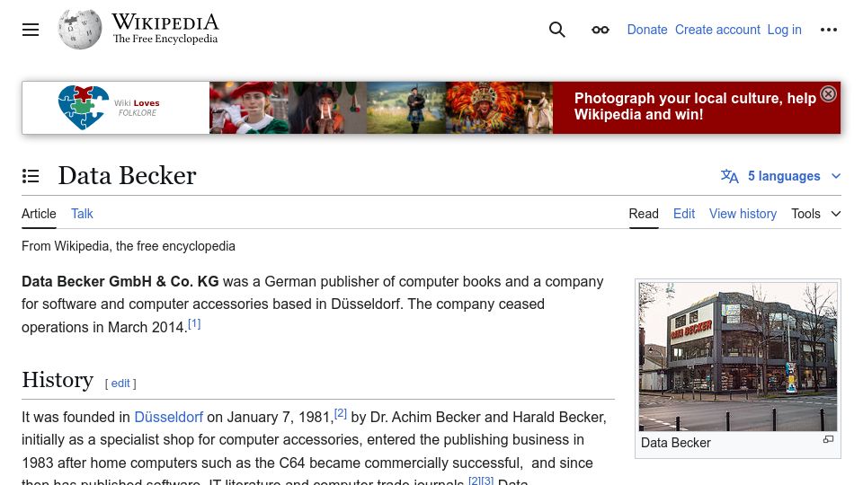 Screenshot of en.wikipedia.org: Data Becker