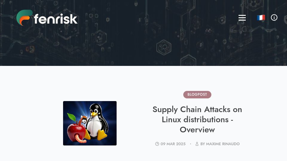 Screenshot of fenrisk.com: Supply Chain Attacks on Linux Distributions