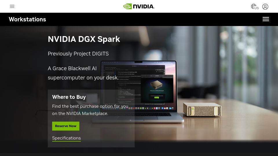 Screenshot of nvidia.com: Nvidia DGX Spark
