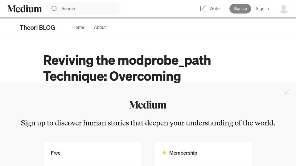 Screenshot of blog.theori.io: Reviving the modprobe_path Technique: Overcoming search_binary_handler() Patch