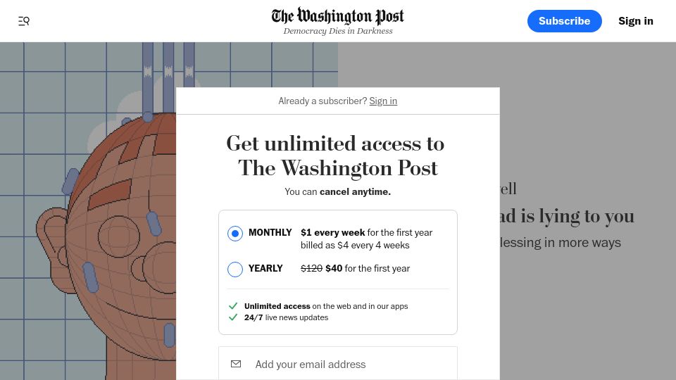 Screenshot of washingtonpost.com: 'Your showerhead is lying to you'