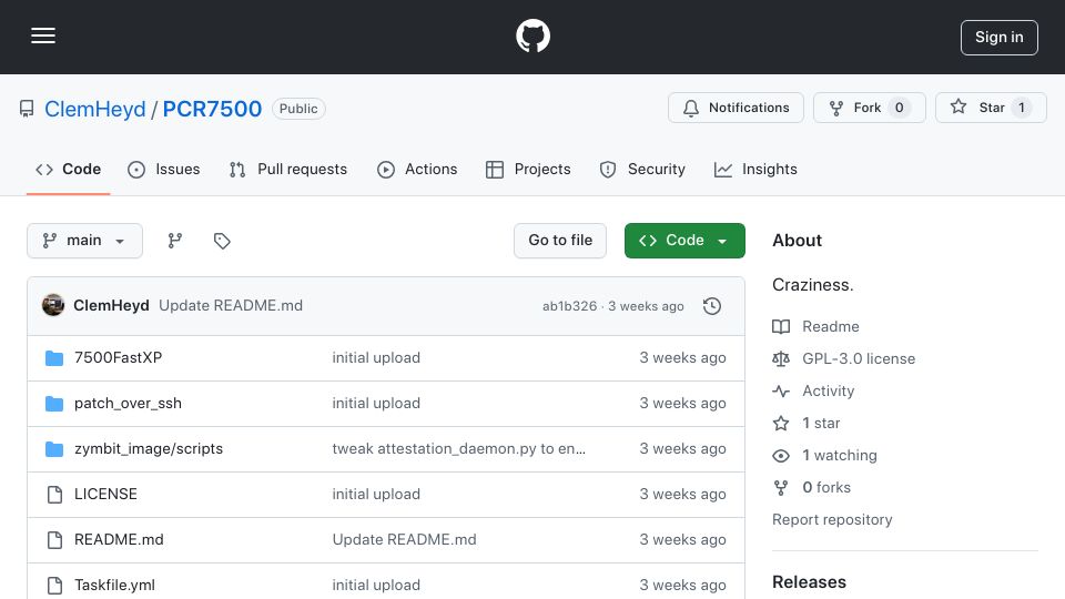 Screenshot of github.com: Verifiable science on modified PCR machine