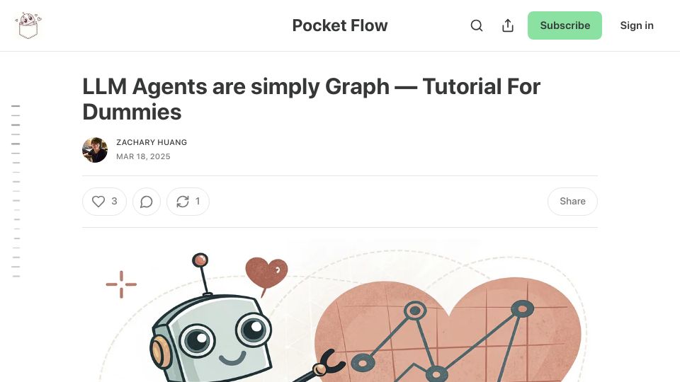 Screenshot of zacharyhuang.substack.com: LLM Agents Are Simply Graph – Tutorial for Dummies