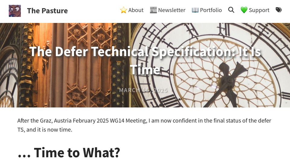 Screenshot of thephd.dev: The Defer Technical Specification: It Is Time
