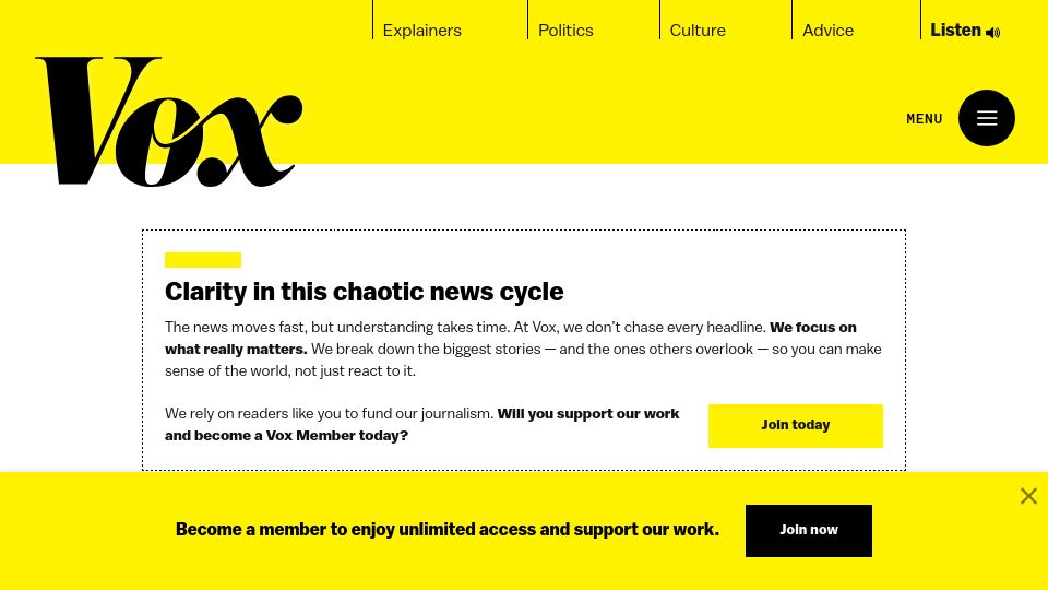 Screenshot of vox.com: Beef industry knew of environment impact; spent decades blocking climate action