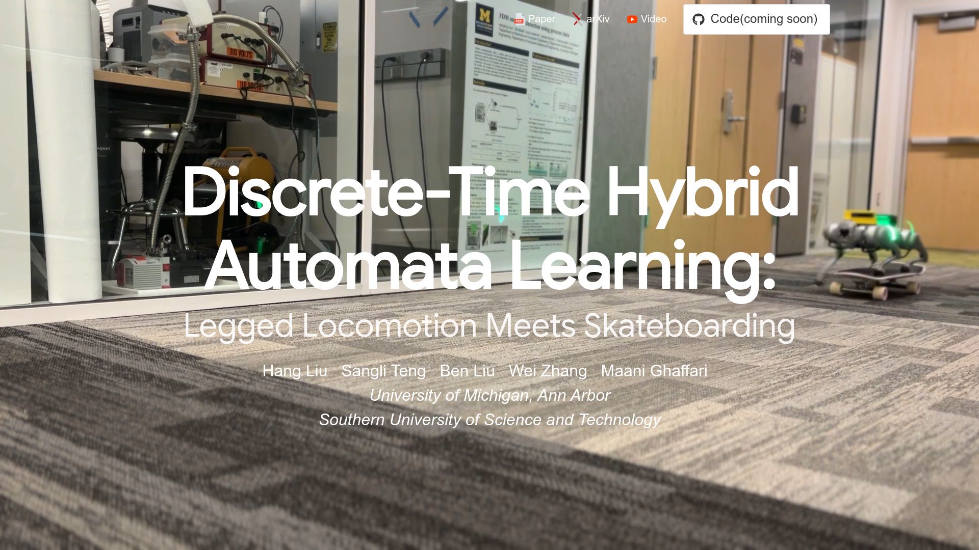 Screenshot of umich-curly.github.io: Legged Locomotion Meets Skateboarding
