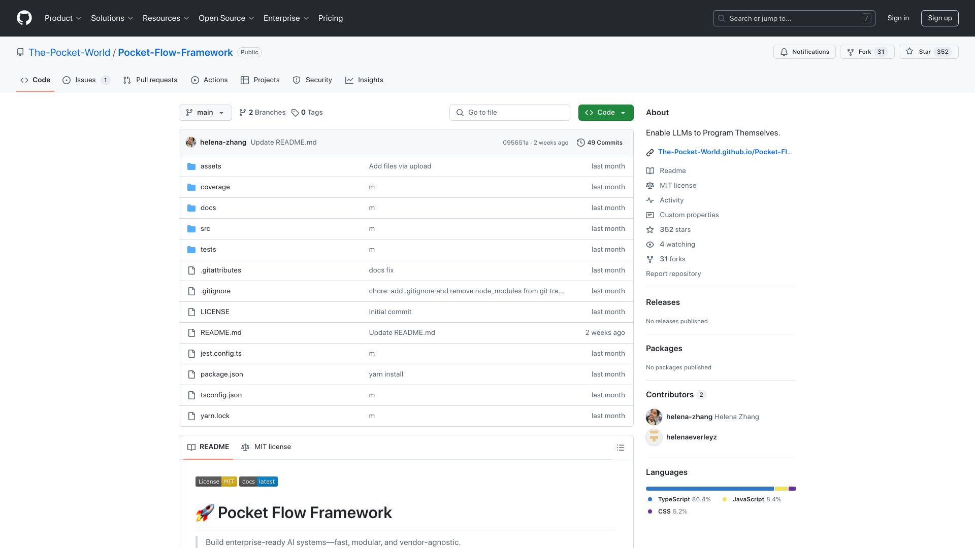 Screenshot of github.com: Show HN: Minimal JavaScript/TS framework that made us 10k in 10 days