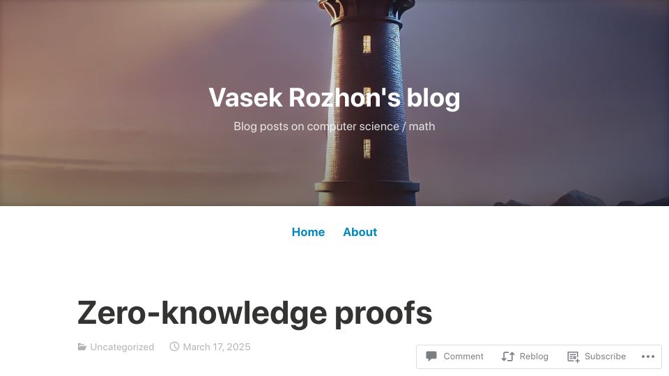 Screenshot of vasekrozhon.wordpress.com: Zero-knowledge proofs, encoding Sudoku and Mario speedruns without semantic leak