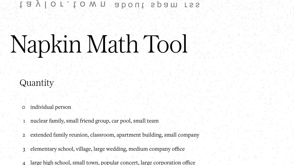 Screenshot of taylor.town: Napkin Math Tool