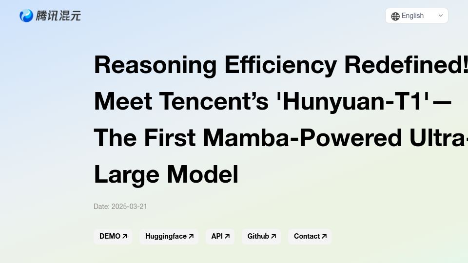 Screenshot of llm.hunyuan.tencent.com: Tencent's 'Hunyuan-T1'–The First Mamba-Powered Ultra-Large Model