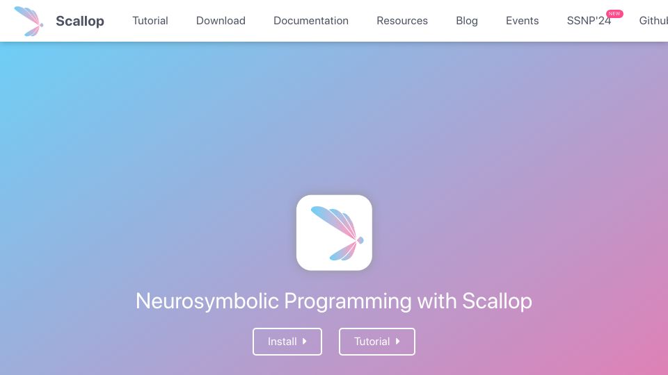 Screenshot of scallop-lang.org: Scallop – A Language for Neurosymbolic Programming