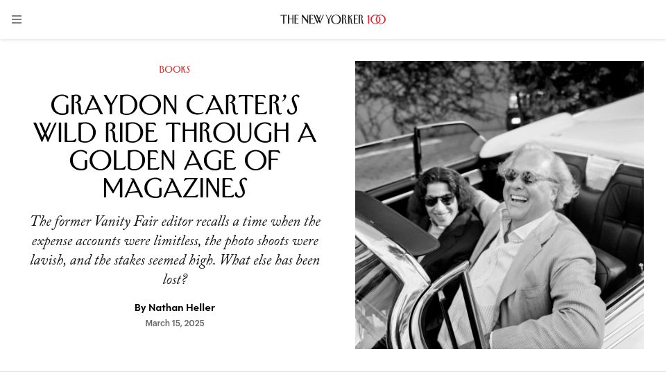 Screenshot of newyorker.com: Graydon Carter's Wild Ride Through the Golden Age of Magazines