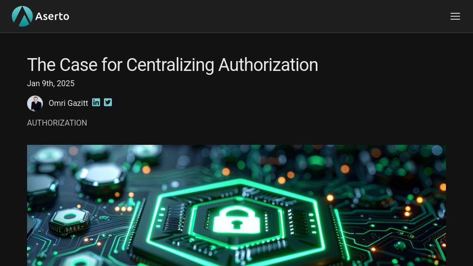 Screenshot of aserto.com: The Case for Centralizing Authorization