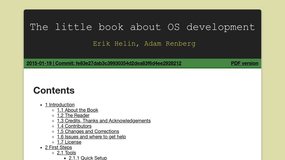 Screenshot of littleosbook.github.io: The little book about OS development