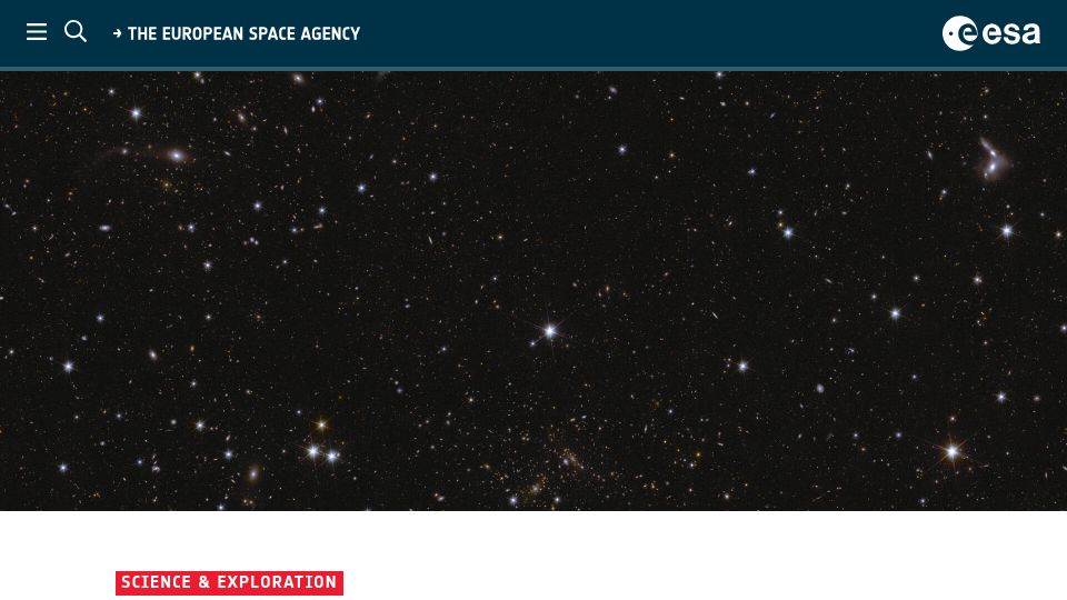 Screenshot of esa.int: Euclid opens data treasure trove, offers glimpse of deep fields