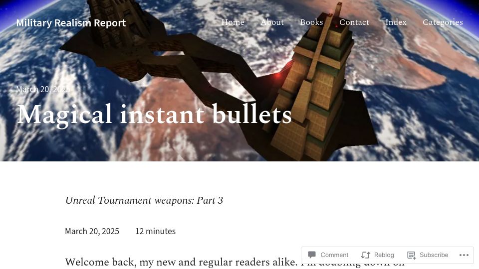 Screenshot of militaryrealism.blog: Magical Instant Bullets