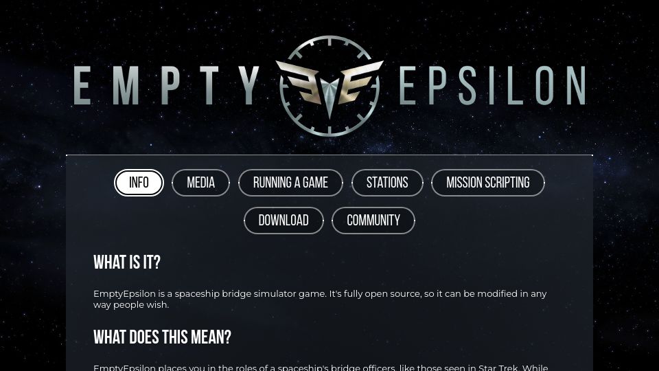 Screenshot of daid.github.io: EmptyEpsilon open source spaceship bridge simulator