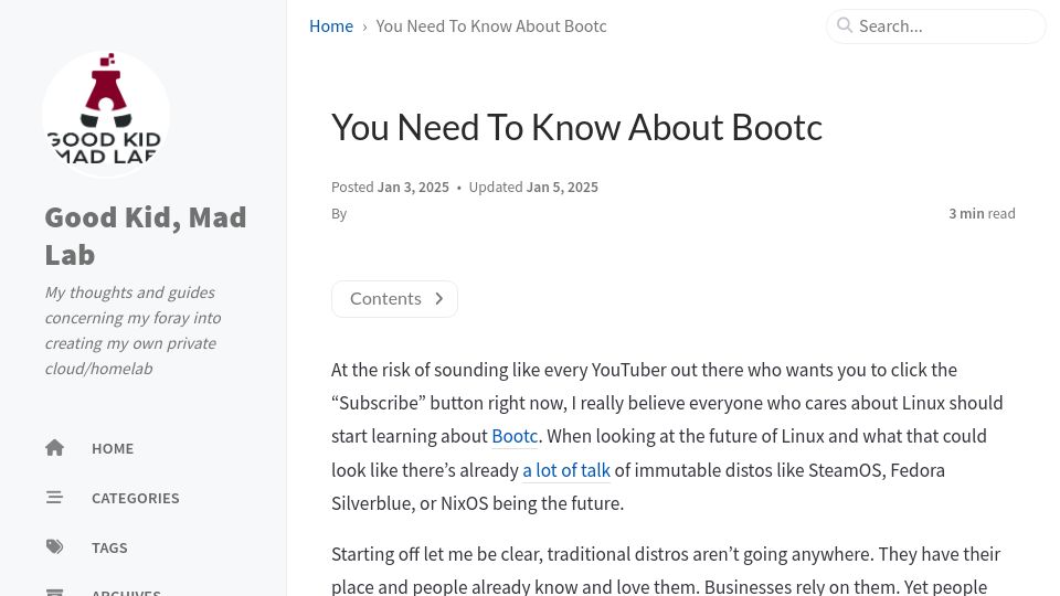 Screenshot of sean.thrailkill.cloud: You need to know about bootc