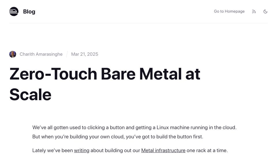 Screenshot of blog.railway.com: Taming Servers for Fun and Profit