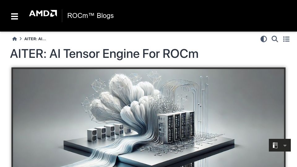 Screenshot of rocm.blogs.amd.com: Aiter: AI Tensor Engine for ROCm