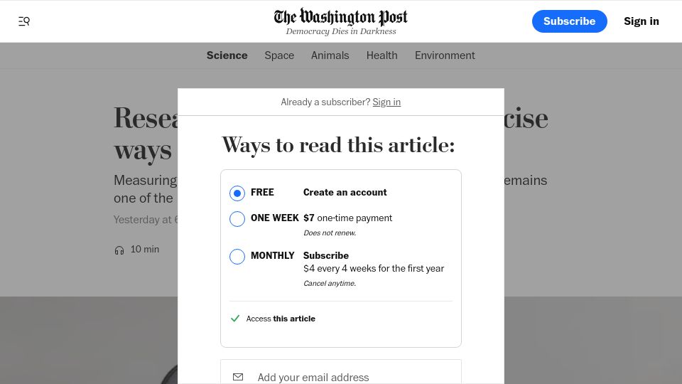 Screenshot of washingtonpost.com: Researchers search for more precise ways to measure pain