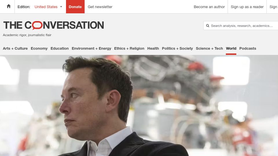 Screenshot of theconversation.com: A 1930s movement wanted to merge the US, Canada and Greenland
